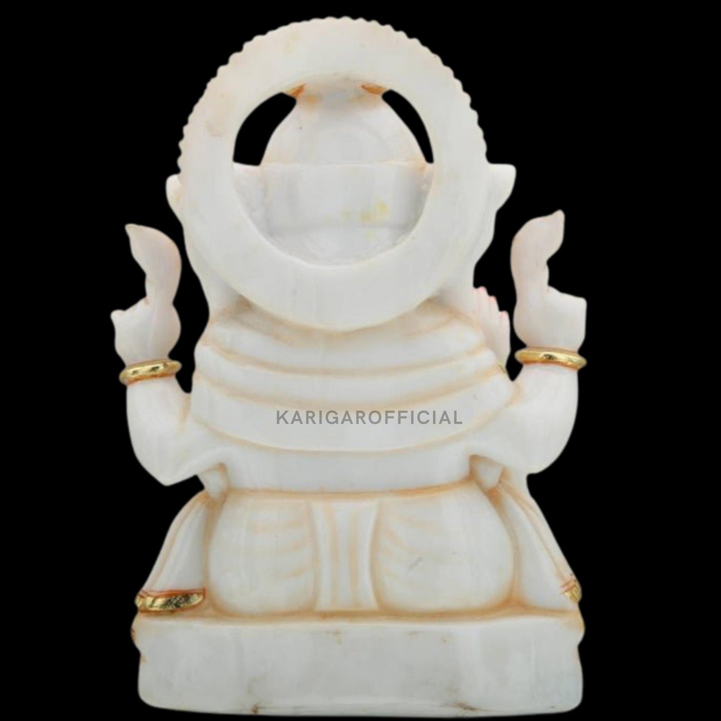 Ganesha Murti Statue 12'' Gold Leaf Marble Home First Ganapati Idol