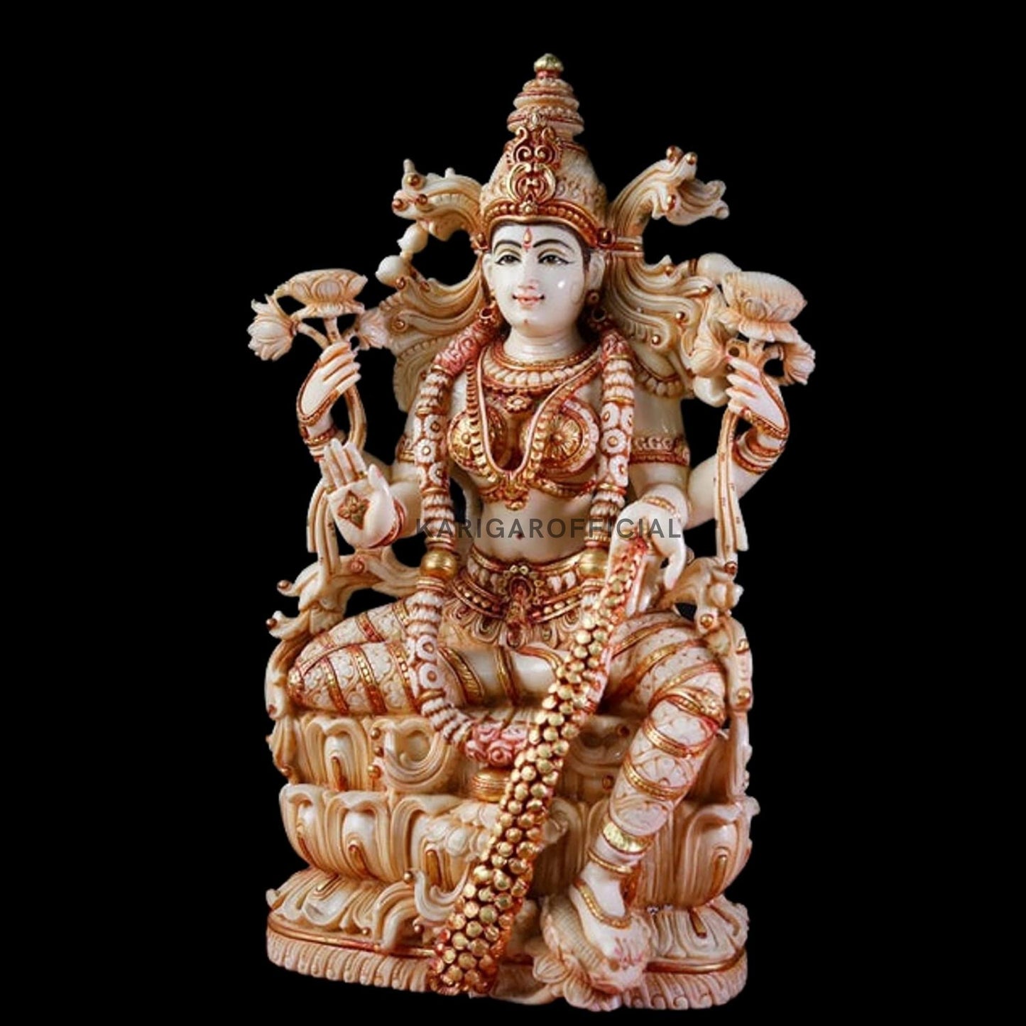 Estatua de Lakshmi 15 pulgadas Grande Laxmi Murti Mármol Diosa india Lakshmi Idol Gran estatuilla de mármol Laxmi Dinero diosa de la riqueza Laxmi ídolo Lakshmi Diwali Regalos de aniversario de boda Escultura de decoración del hogar