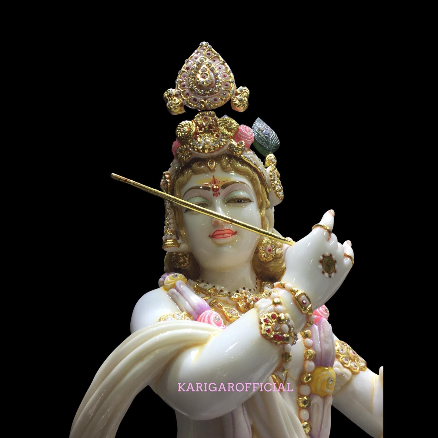 Krishna Statue 39 inches Large Krishna Idol Big Divine Krishna Statue Marble Krishna Murti Figurine Handpainted Krishna Murti Special Large Housewarming Wedding Anniversary Gifts Home Decor Sculpture