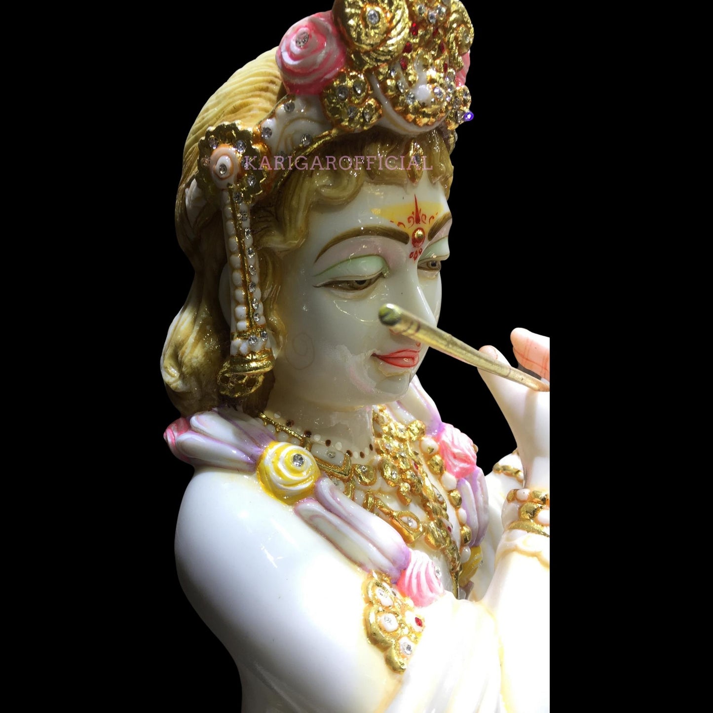 Krishna Statue 39 inches Large Krishna Idol Big Divine Krishna Statue Marble Krishna Murti Figurine Handpainted Krishna Murti Special Large Housewarming Wedding Anniversary Gifts Home Decor Sculpture