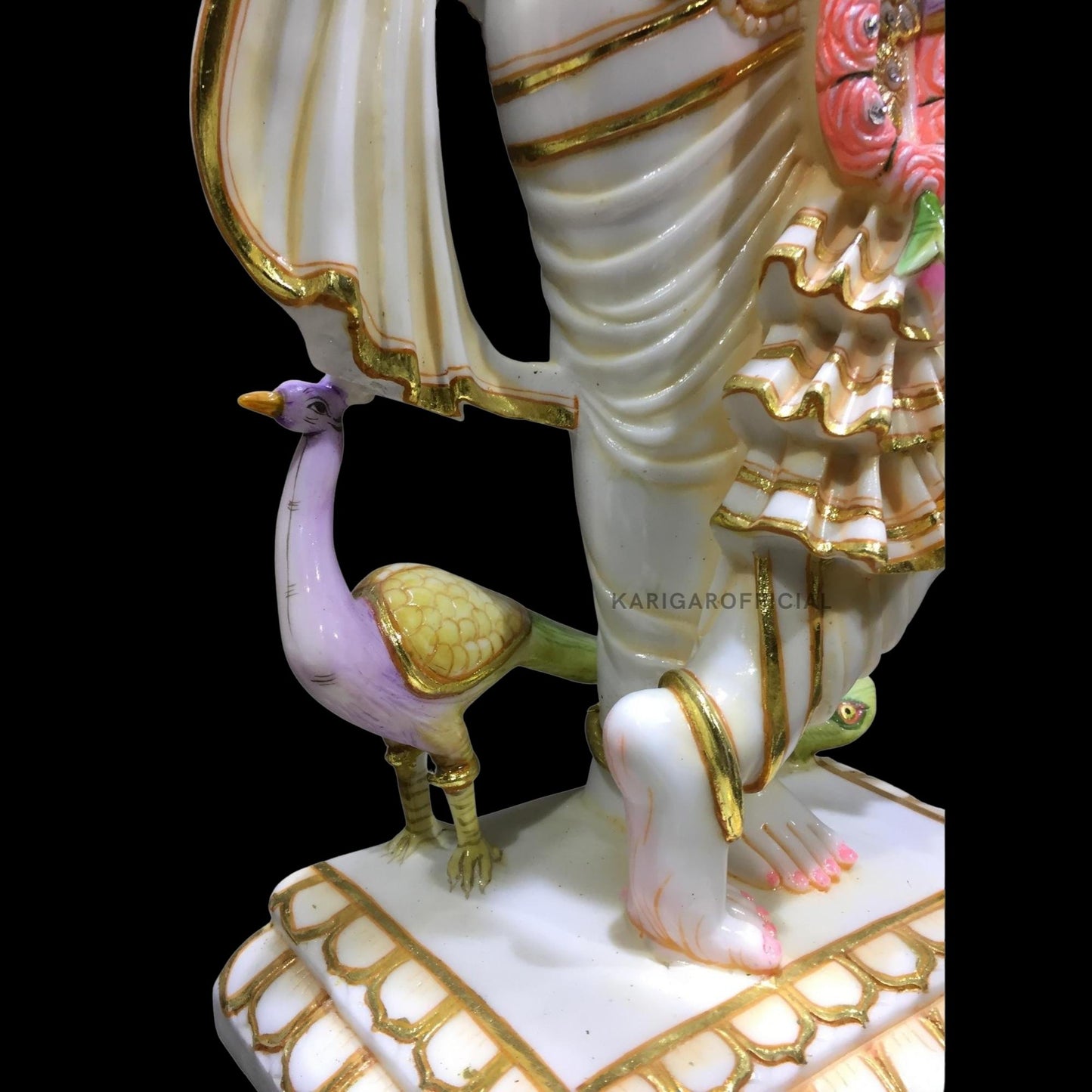 Krishna Statue, Large 24 inches Pink Krishna Idol, Multicolor Marble Krishna Figurine, Hindu God Handpainted Murlimanohar Murti, Home Temple Pooja Sculpture Housewarming