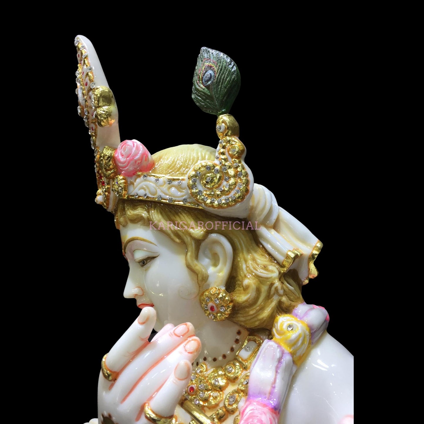 Krishna Statue 39 inches Large Krishna Idol Big Divine Krishna Statue Marble Krishna Murti Figurine Handpainted Krishna Murti Special Large Housewarming Wedding Anniversary Gifts Home Decor Sculpture