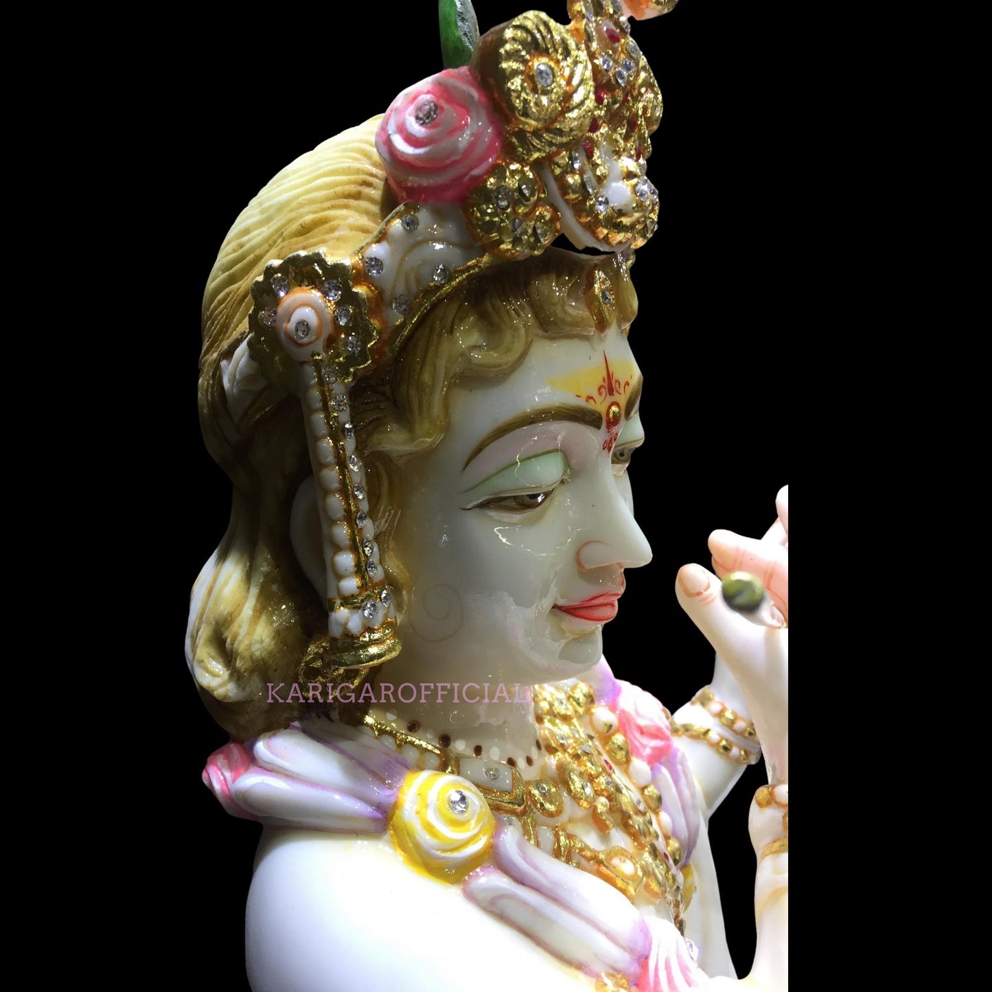 Krishna Statue 39 inches Large Krishna Idol Big Divine Krishna Statue Marble Krishna Murti Figurine Handpainted Krishna Murti Special Large Housewarming Wedding Anniversary Gifts Home Decor Sculpture