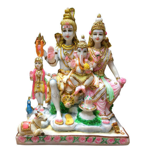 Marble Shiv Parivaar Murti Statue For Home Mandir Temple Large 12''