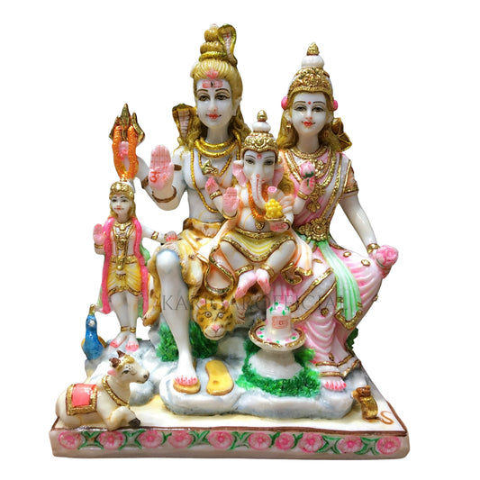 Estatua de mármol Shiv Parivaar Murti para el hogar Mandir Temple grande 12''