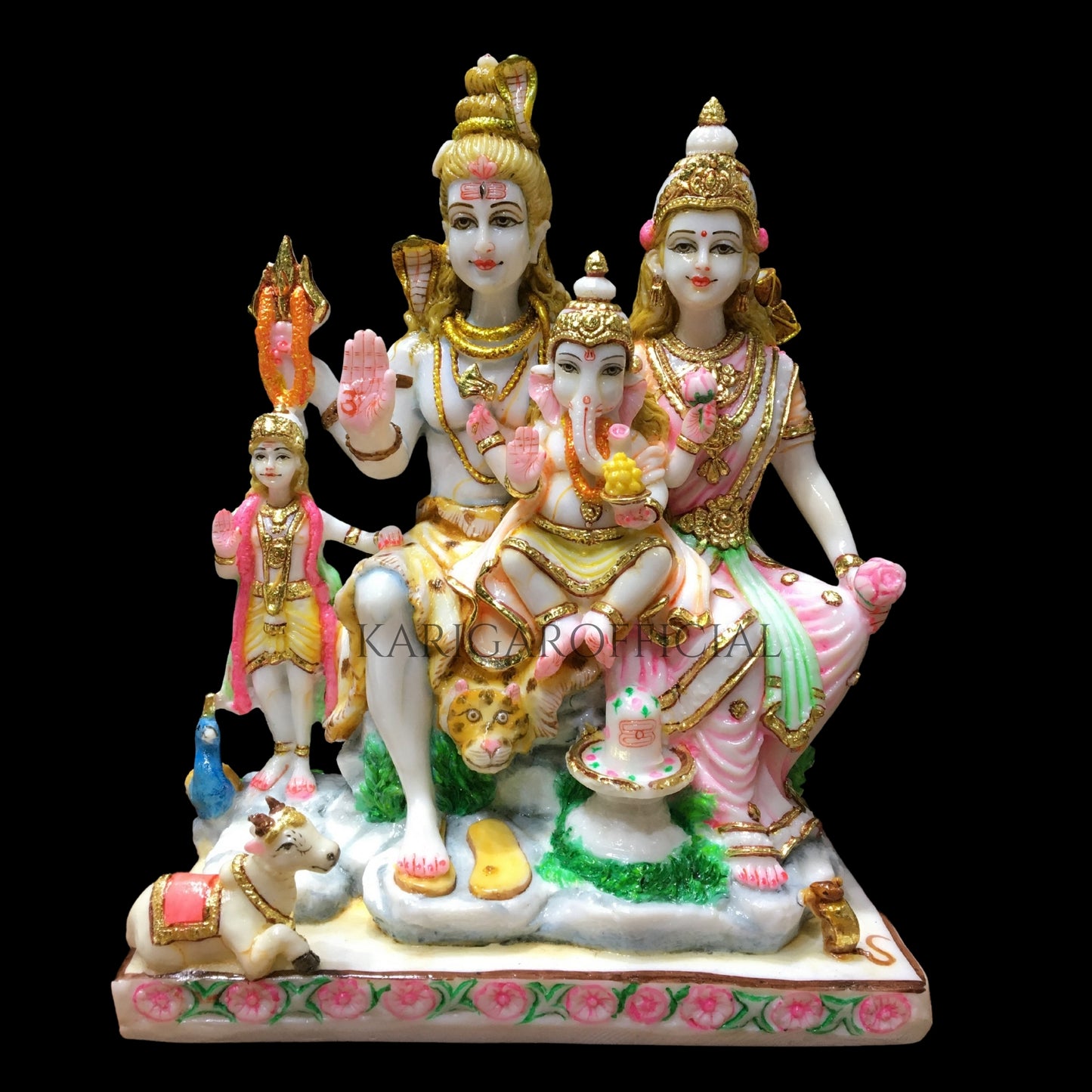 Estatua de mármol Shiv Parivaar Murti para el hogar Mandir Temple grande 12''