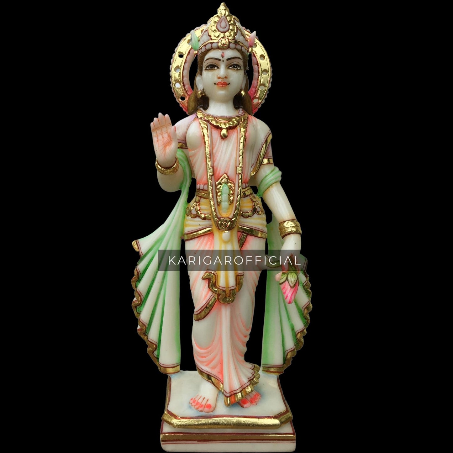 Radha Krishna statue, Large 15 inches Marble Radha Krishna idol, Hindu Divine Love Couple Murti, Handpainted Multicolor Murlimanohar Figurine, Special Wedding Anniversary Gifts, Home Temple Decoration