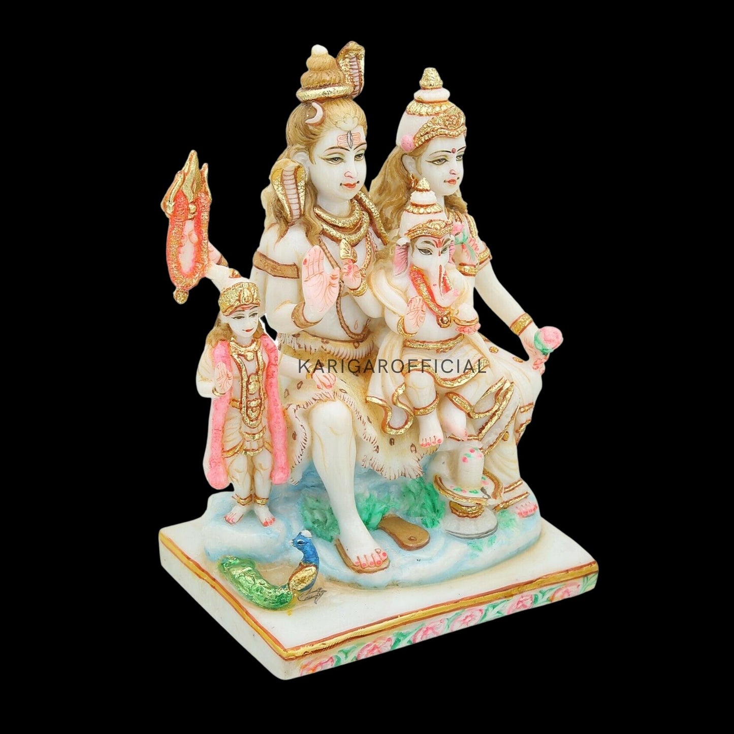 Estatua de mármol Shiv Parivaar Murti para el templo casero Mandir grande 9''