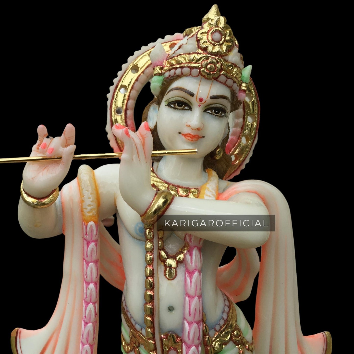 Radha Krishna statue, Large 15 inches Marble Radha Krishna idol, Hindu Divine Love Couple Murti, Handpainted Multicolor Murlimanohar Figurine, Special Wedding Anniversary Gifts, Home Temple Decoration