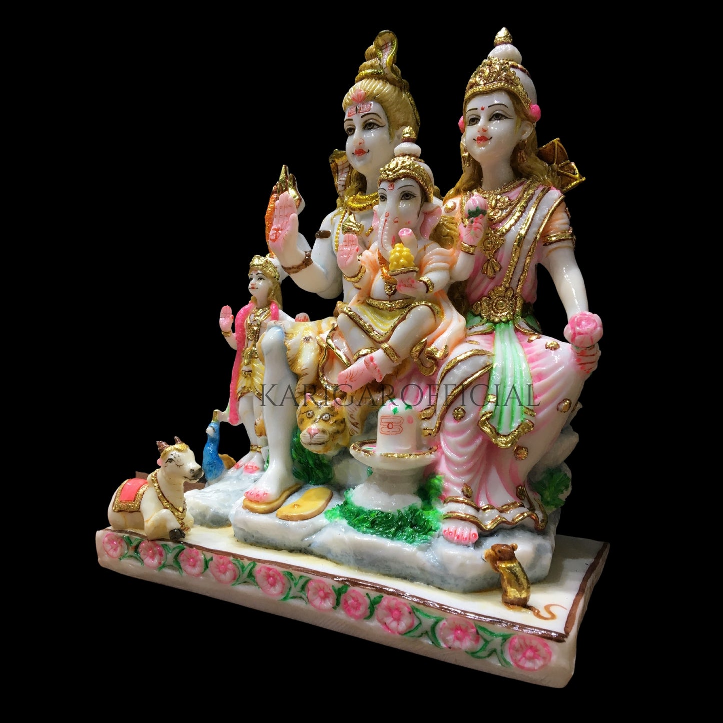 Estatua de mármol Shiv Parivaar Murti para el hogar Mandir Temple grande 12''