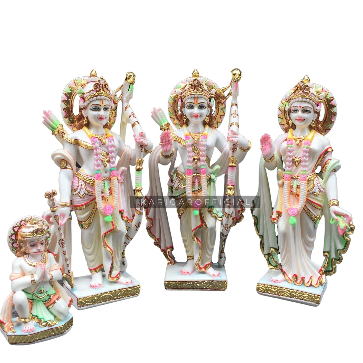 Ram Darbar Statue Murti Large 18 inches Siyapati Ram Chandra Marble Idol Hindu Lord Ram Kingdom Hanuman Lakshman Maa Sita Figurine Complete Home Temple decor Special Housewarming Gifts Sculpture