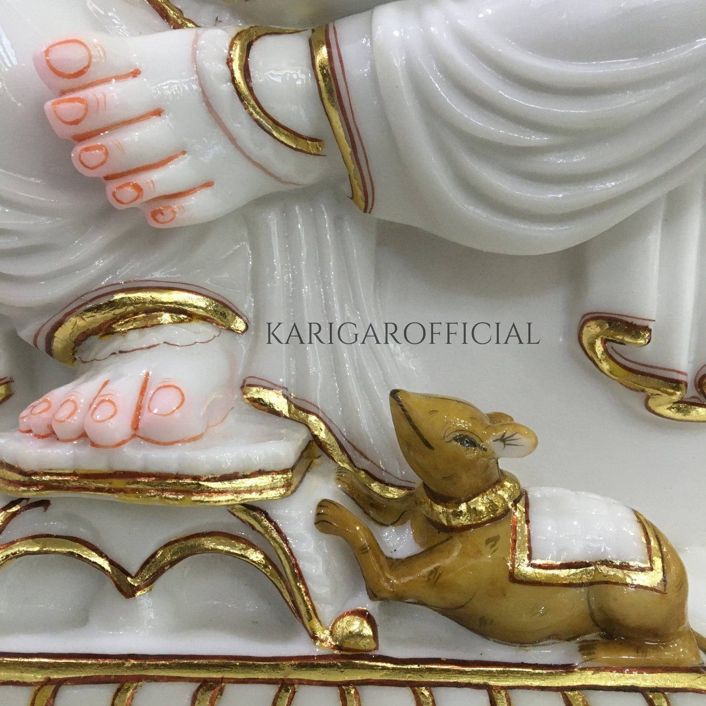 Estatua de Ganesha Murti 24 pulgadas Mármol de oro blanco Ganapati Idol Regalo perfecto para el hogar Primer Ganesha