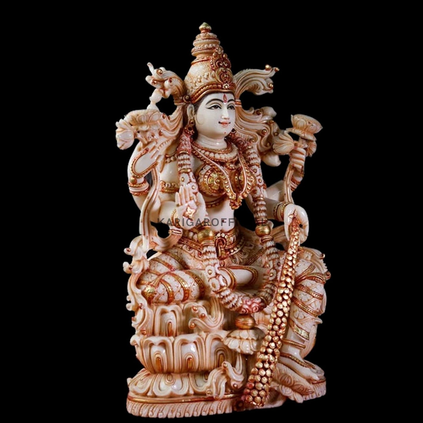 Estatua de Lakshmi 15 pulgadas Grande Laxmi Murti Mármol Diosa india Lakshmi Idol Gran estatuilla de mármol Laxmi Dinero diosa de la riqueza Laxmi ídolo Lakshmi Diwali Regalos de aniversario de boda Escultura de decoración del hogar