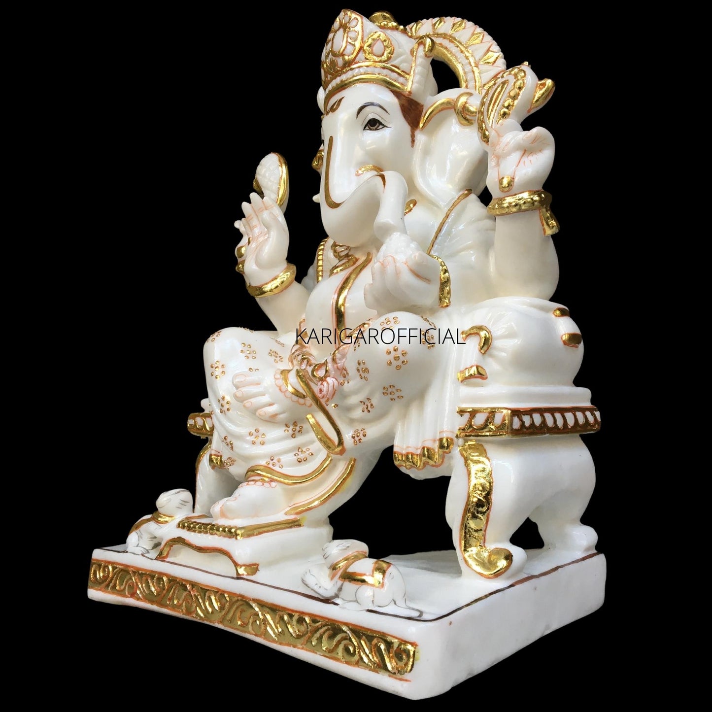 Estatua dorada de Ganesha, ídolo grande de 18" para regalos de inauguración de la casa real del templo 