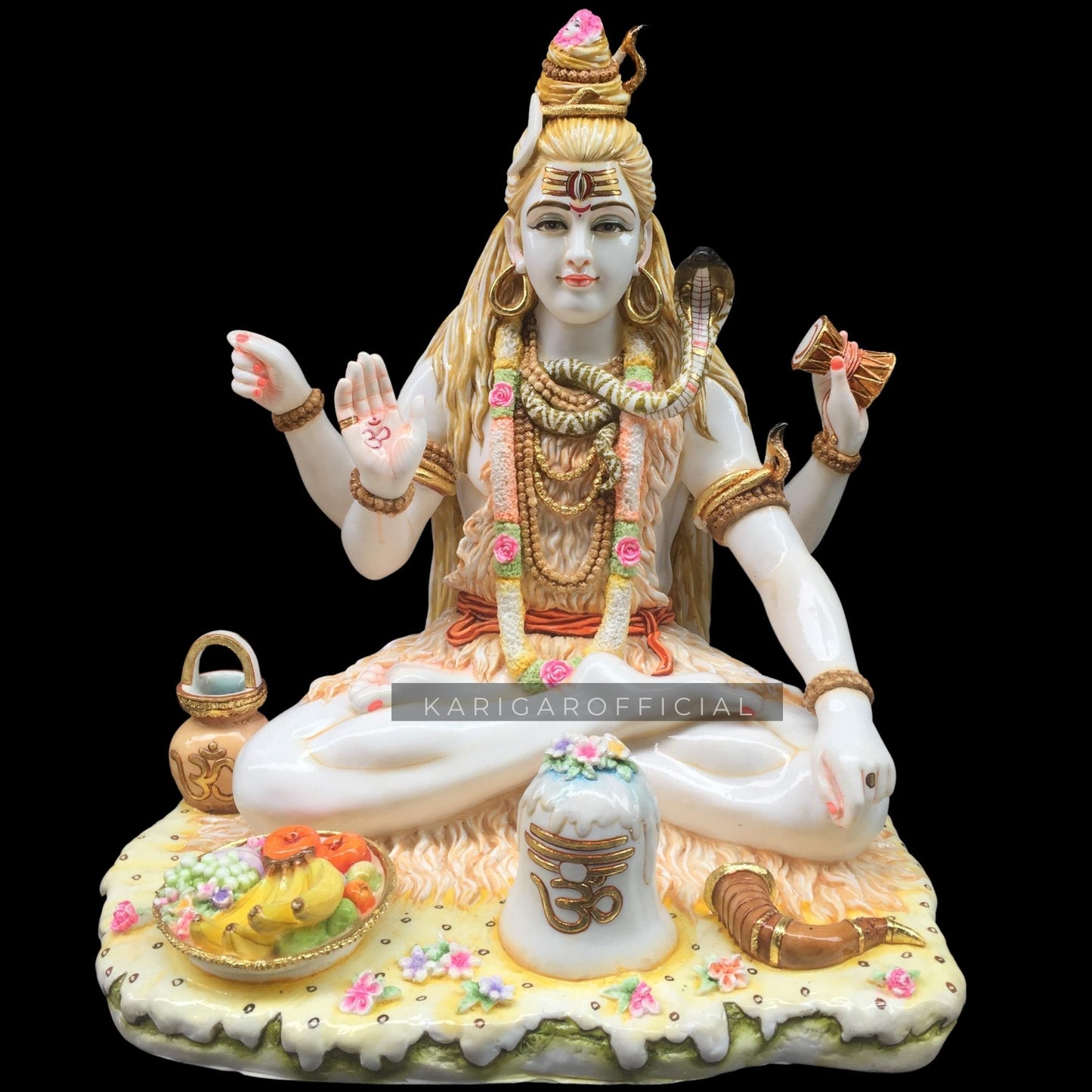 Large 21" Shiva Statue Murti | Adiyogi Mahadev Marble Idol for Yoga Studios & Home Temples
