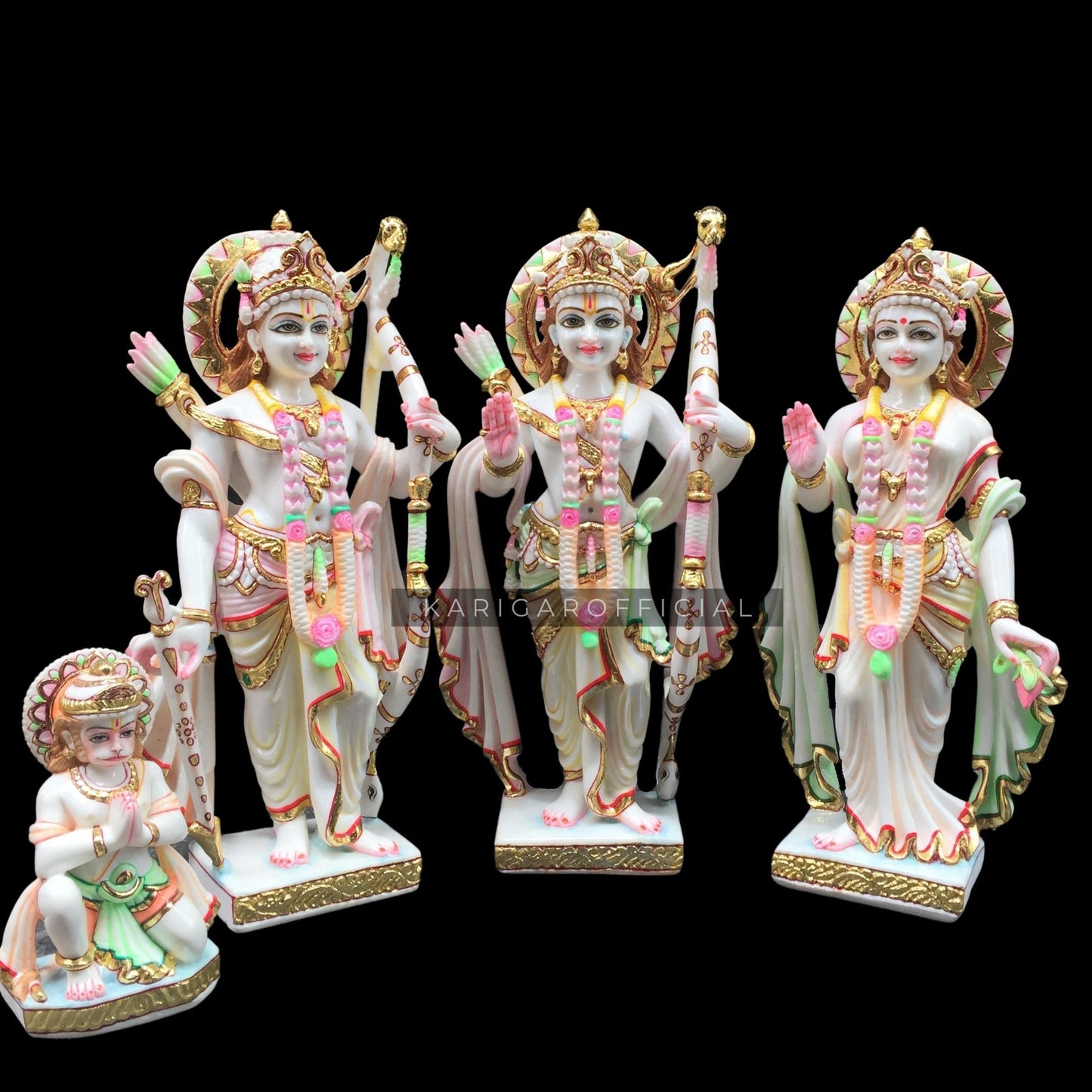 Ram Darbar Statue Murti Large 18 inches Siyapati Ram Chandra Marble Idol Hindu Lord Ram Kingdom Hanuman Lakshman Maa Sita Figurine Complete Home Temple decor Special Housewarming Gifts Sculpture