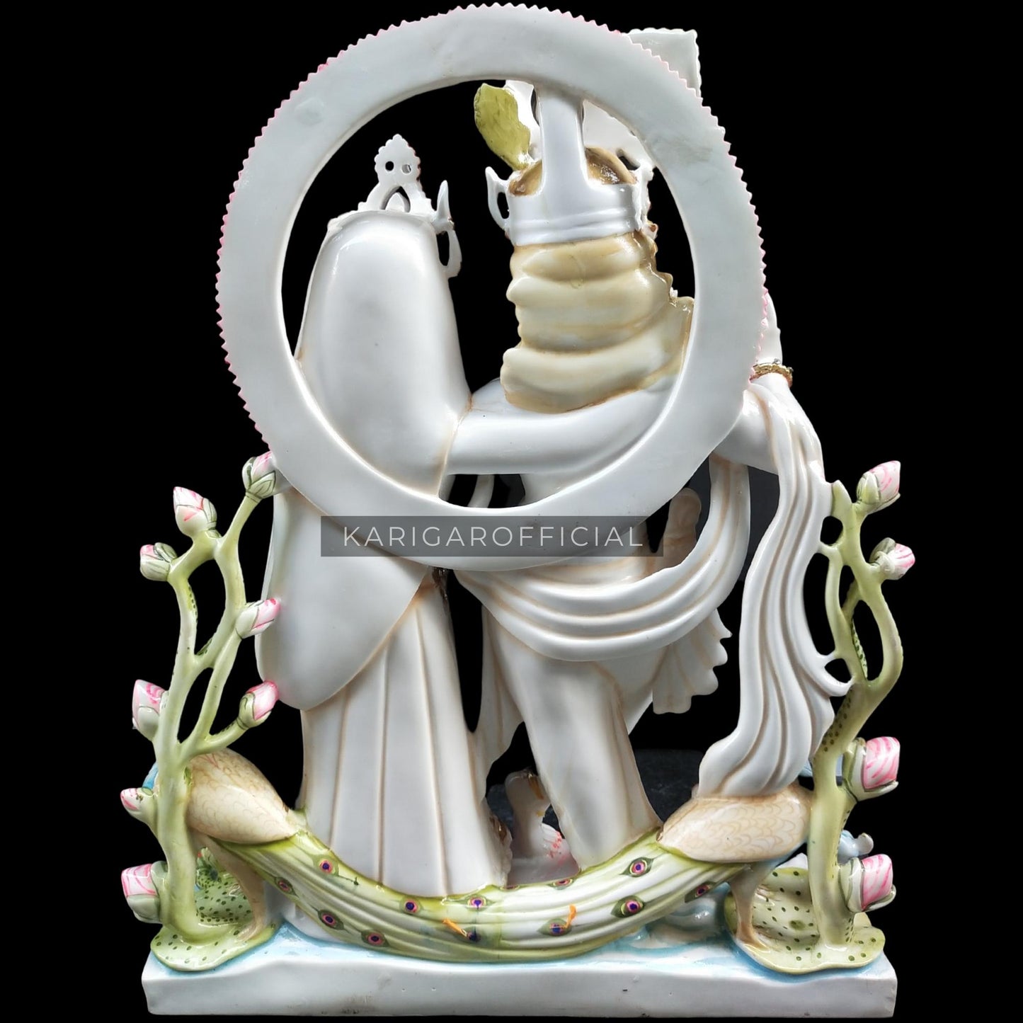 Estatua de Radha Krishna Jugal Jodi Murti grande 30 pulgadas mármol Radha Krishna estatuilla joyería tachonada colorida divina pareja ídolo pintado a mano especial boda inauguración aniversario regalos escultura