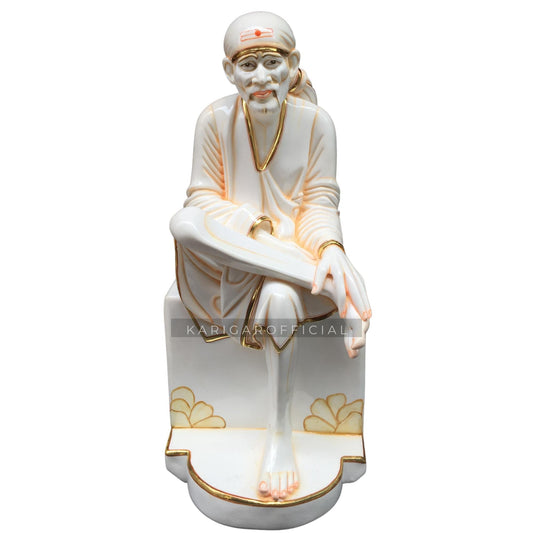 Estatua de Sai Baba, Satya Sai Murti de mármol blanco, ídolo Sai Baba grande de 24 pulgadas, figura de Sai Baba Divina Hindú del Dios desinteresado, escultura de Shirdi Sai Baba, regalos de inauguración del templo del hogar Sri DattaGuru