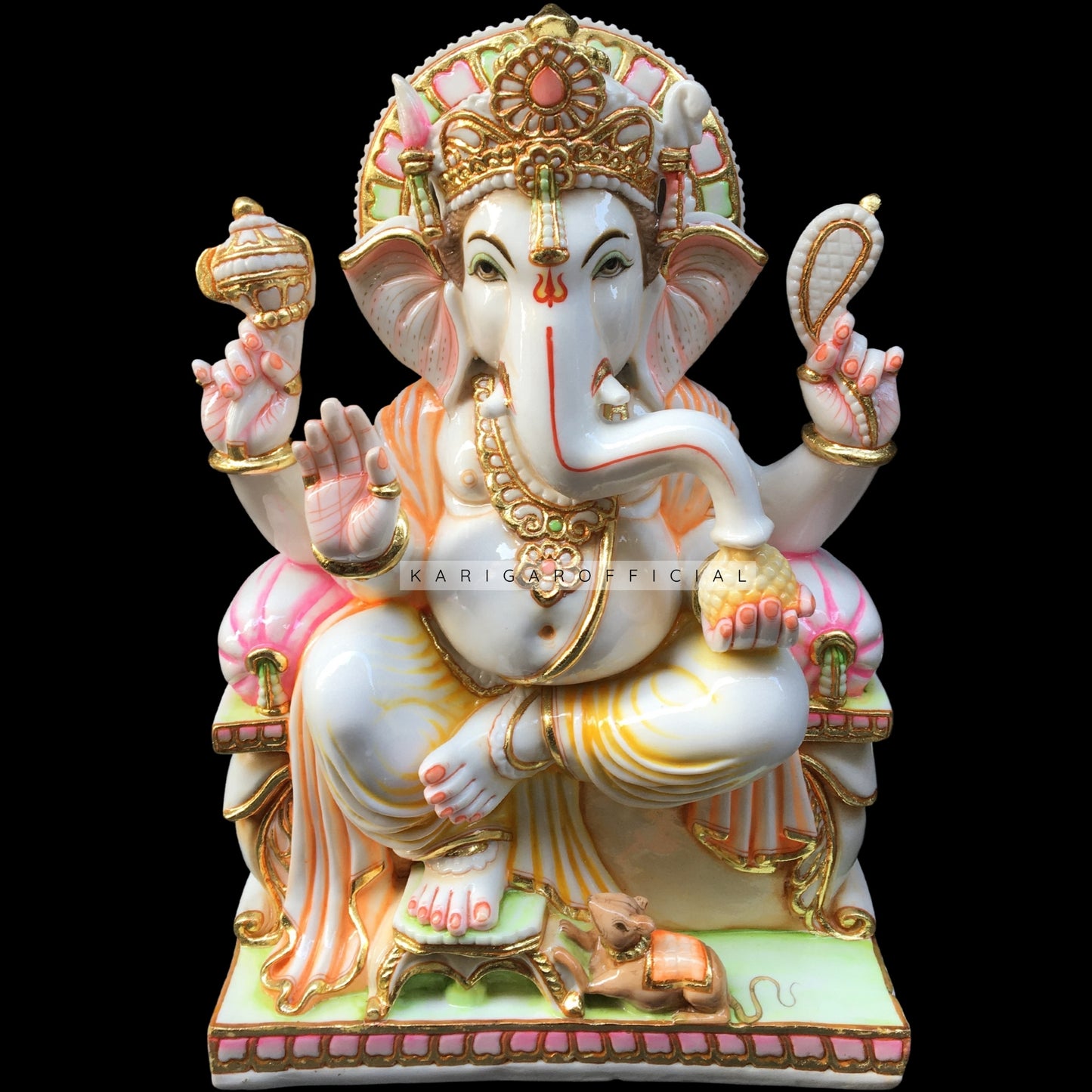 Ganesha Statue Large 24 inches Multicolor Marble Ganapati Idol For Home Temple Housewarming Gifts