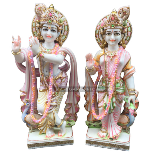 Radha Krishna statue Murti Large 30 inches Marble Radha Krishna idol Multicolor Divine Couple statue Radha Krishna figurine Handpainted Special Wedding Housewarming Anniversary Gifts Sculpture