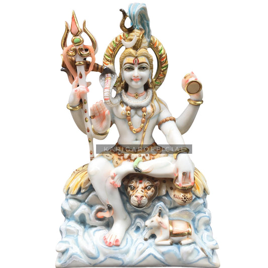 Estatua de Shiva Murti Grande 18 pulgadas Mahadev Idol Shankar Escultura Bholenath Dios religioso hindú Estatua de Shiv Dios de mármol del yoga Danza Meditación Perfecto para estudios de yoga y templo en el hogar Regalo de inauguración de la casa