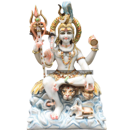 Shiva Statue Murti Large 18 inches Mahadev Idol Shankar Sculpture Bholenath Hindu Religious God Shiv Statue Marble God of Yoga Dance Meditation Perfect for Yoga Studios & Home Temple Housewarming Gift