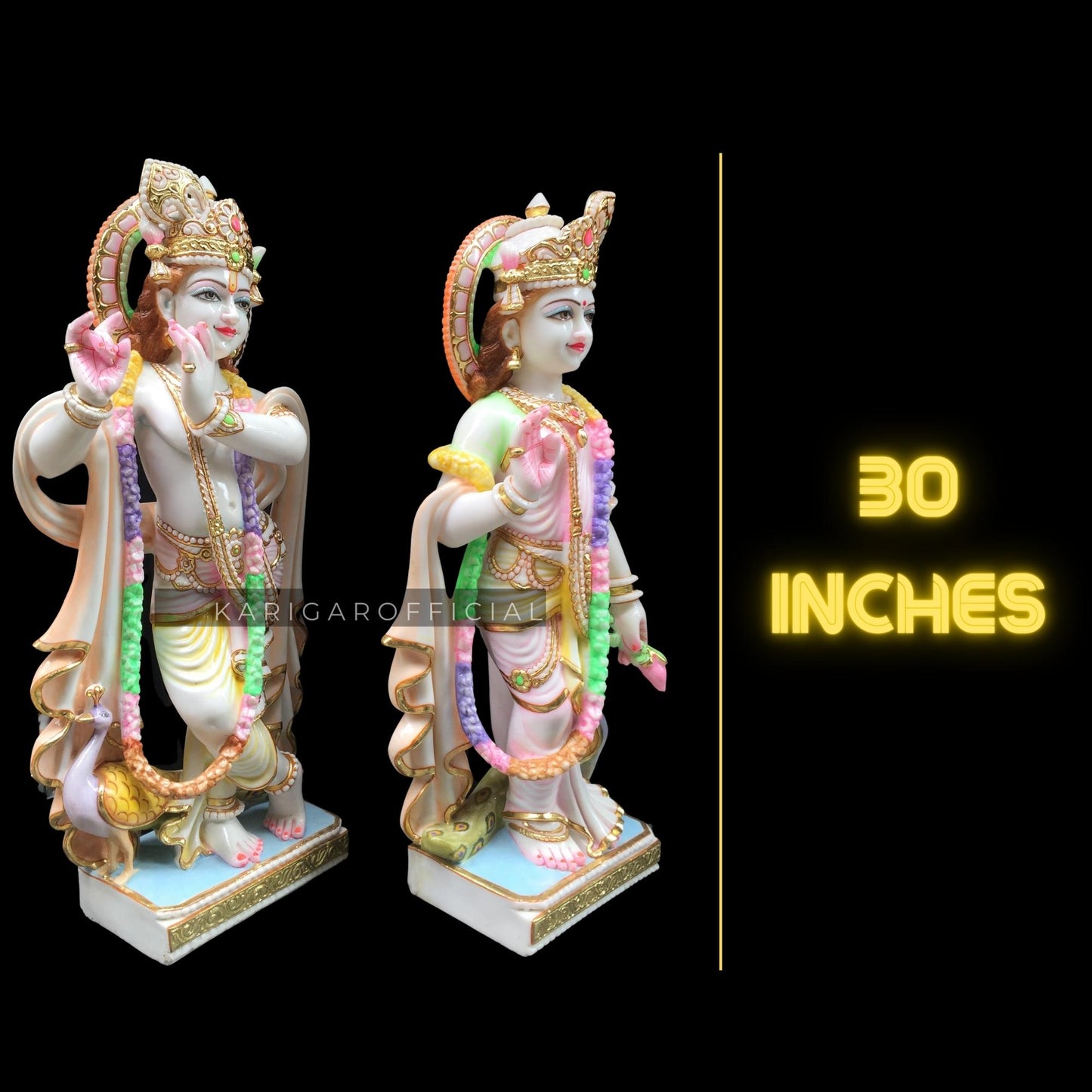 Estatua de Radha Krishna 30 pulgadas Mármol Radha Krishna ídolo Estatua de pareja divina multicolor Figura grande de Radha Krishna Pintada a mano Radha Krishna Murti Boda Inauguración de una casa Regalos de aniversario Escultura