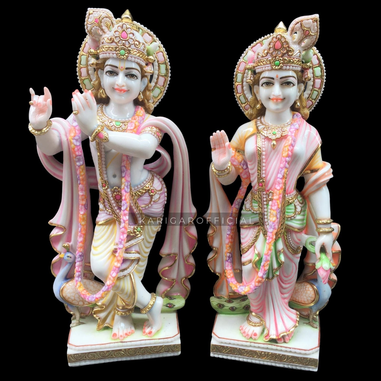Estatua de Radha Krishna Murti Grande 30 pulgadas Mármol Ídolo de Radha Krishna Estatua de pareja divina multicolor Figura de Radha Krishna Pintada a mano Especial Boda Inauguración de la casa Regalos de aniversario Escultura