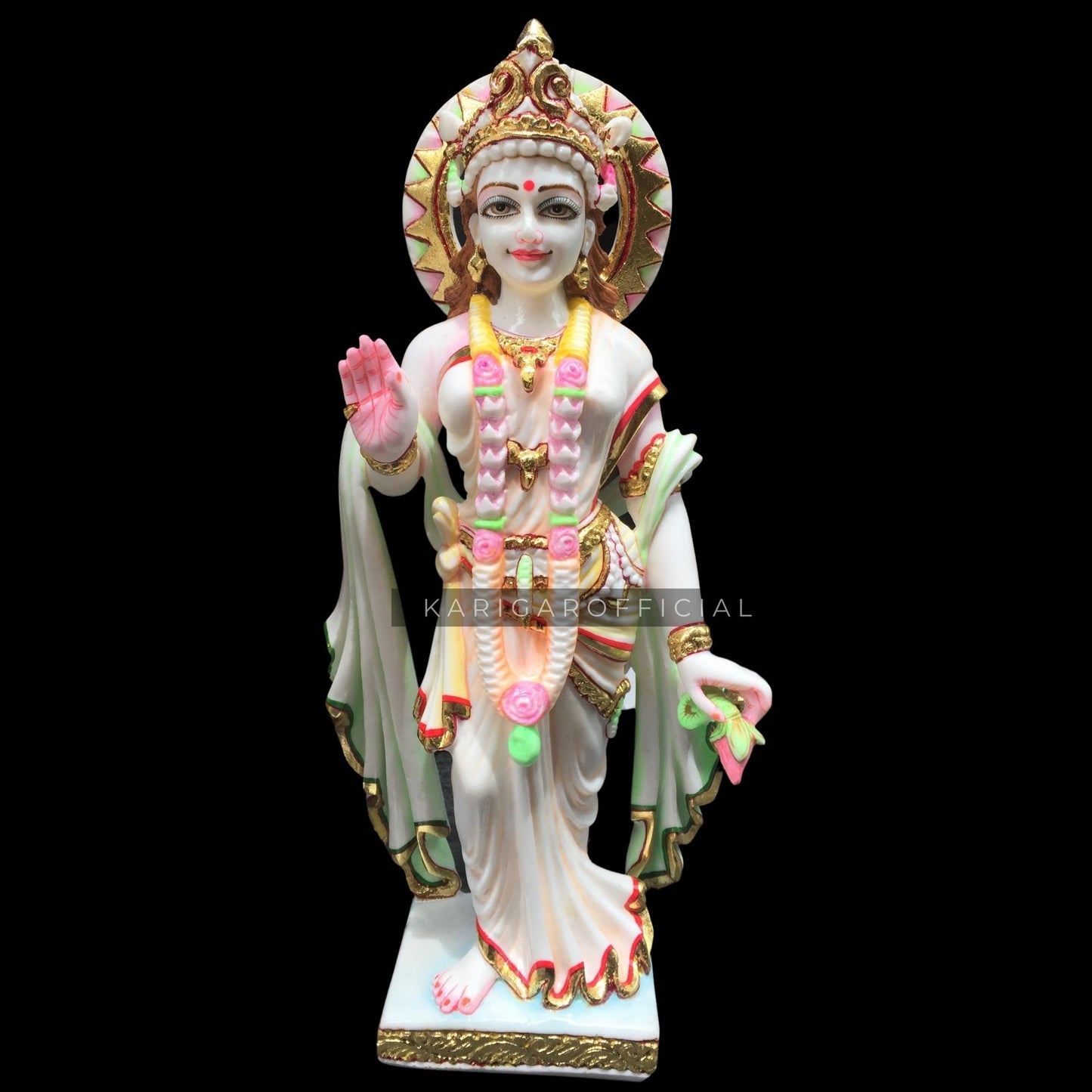 Ram Darbar Statue Murti Large 18 inches Siyapati Ram Chandra Marble Idol Hindu Lord Ram Kingdom Hanuman Lakshman Maa Sita Figurine Complete Home Temple decor Special Housewarming Gifts Sculpture