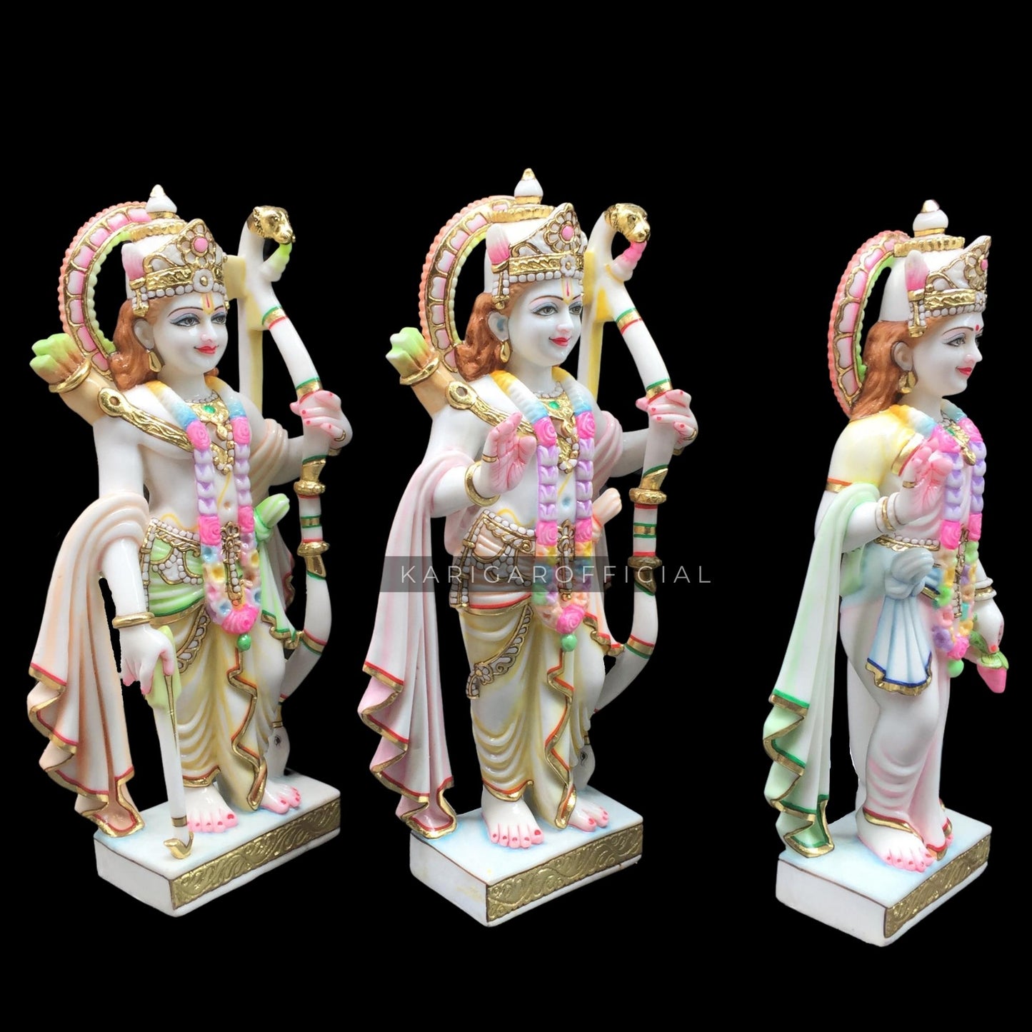 Ram Darbar Statue 24 inches Hand Painted Marble Ram darbar Murti Large Ram Darbar Statues Lord Rama Hanuman Lakshman Sita Mata Temple Hindu God Home Temple decor Diwali Housewarming Gifts Sculpture