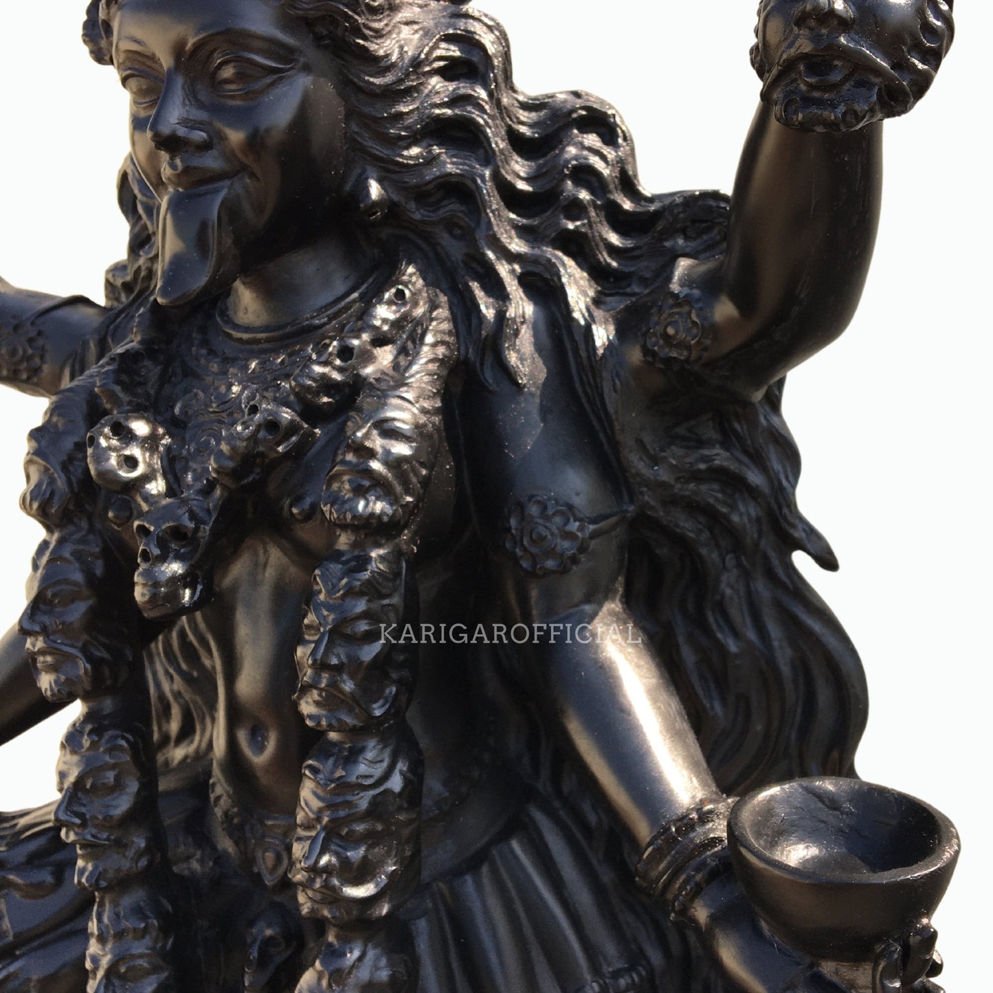 Maa Kali de pie sobre Shiva Estatua negra de Mahakali de 27 pulgadas para el templo del hogar 