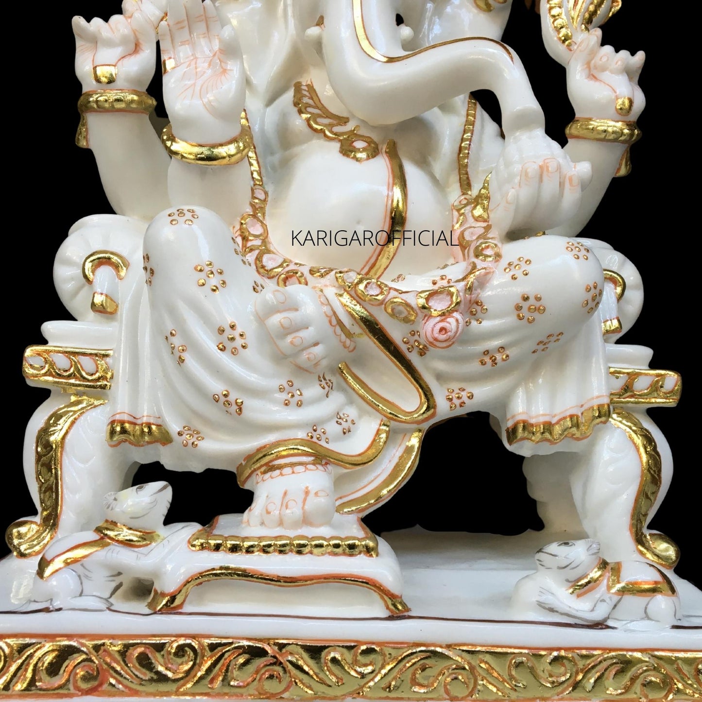 Estatua dorada de Ganesha, ídolo grande de 18" para regalos de inauguración de la casa real del templo 