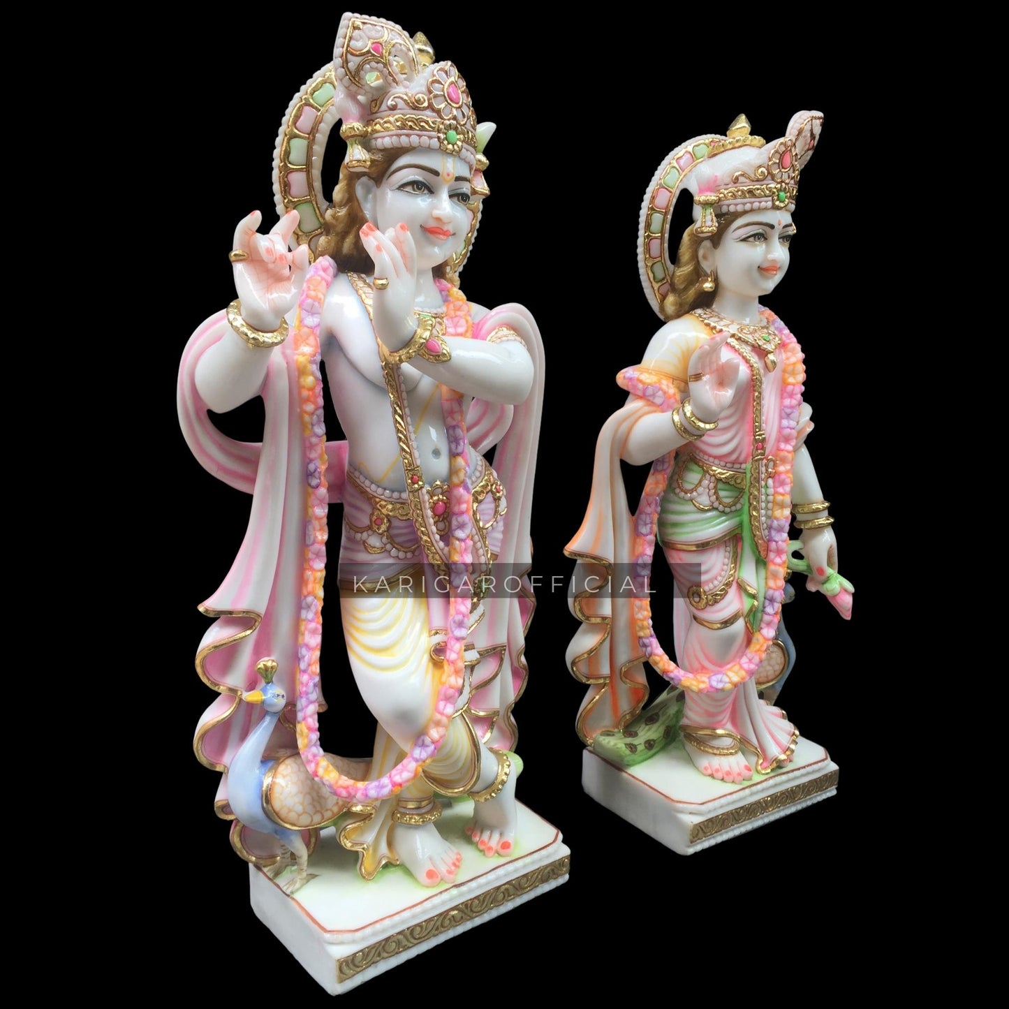 Estatua de Radha Krishna Murti Grande 30 pulgadas Mármol Ídolo de Radha Krishna Estatua de pareja divina multicolor Figura de Radha Krishna Pintada a mano Especial Boda Inauguración de la casa Regalos de aniversario Escultura
