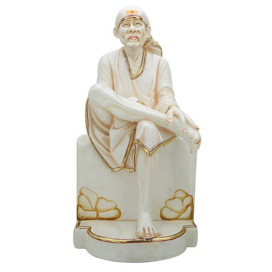 Estatua de Sai Baba Gran ídolo de Sai Baba de mármol, estatua divina, figura de Sai Baba, Shirdi Sai Baba, estatua de Sai Baba de mármol puro, Sri DattaGuru (15 pulgadas) (18 pulgadas)